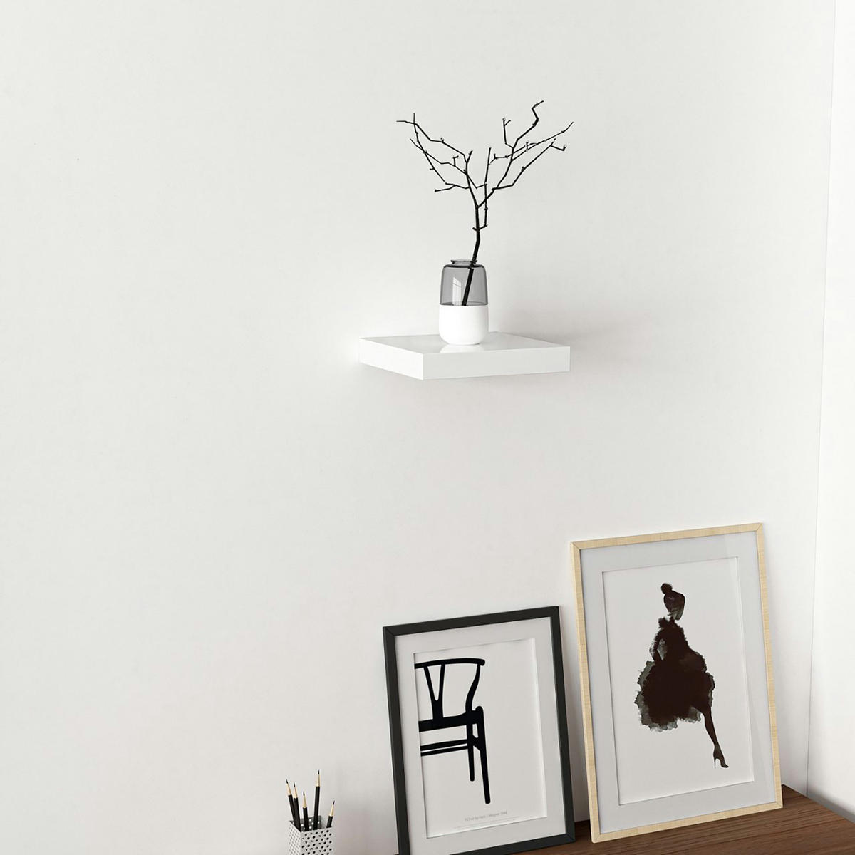 WANDREGAL Bredebro - Weiß, Holzwerkstoff (23/3.6/23cm) - [en.casa]