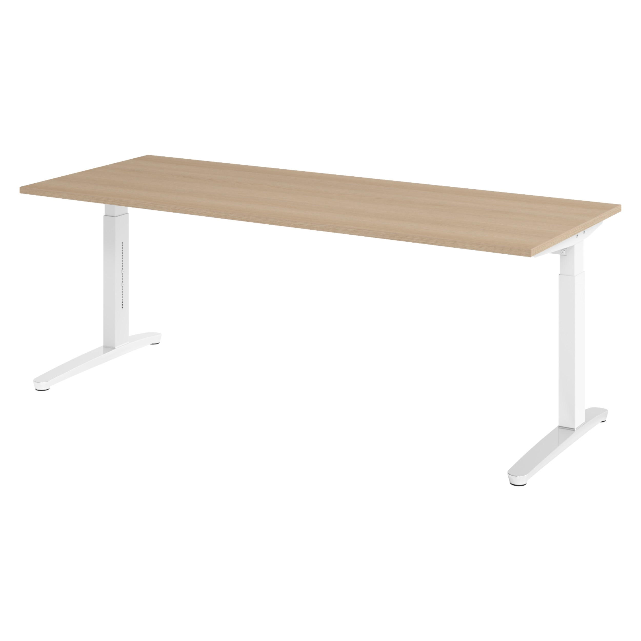 bümö Schreibtisch Eiche, Weiß, Silber 200x74x80 cm