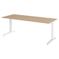 SCHREIBTISCH Serie-XB 80/200/74 cm in Eichefarben/Weiß/Alu poliert - Eichefarben/Silberfarben, Holzwerkstoff (80/200/74cm) - bümö