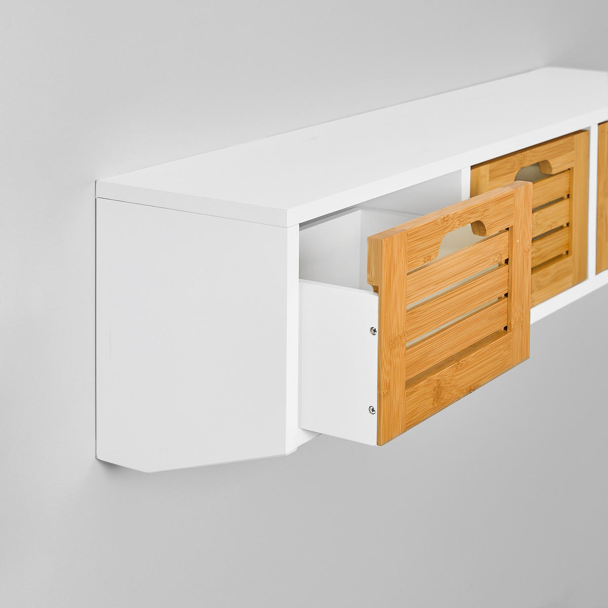 WANDGARDEROBE Weiß-Natur - Weiß/Naturfarben, Holzwerkstoff (80/25/20cm) - SoBuy