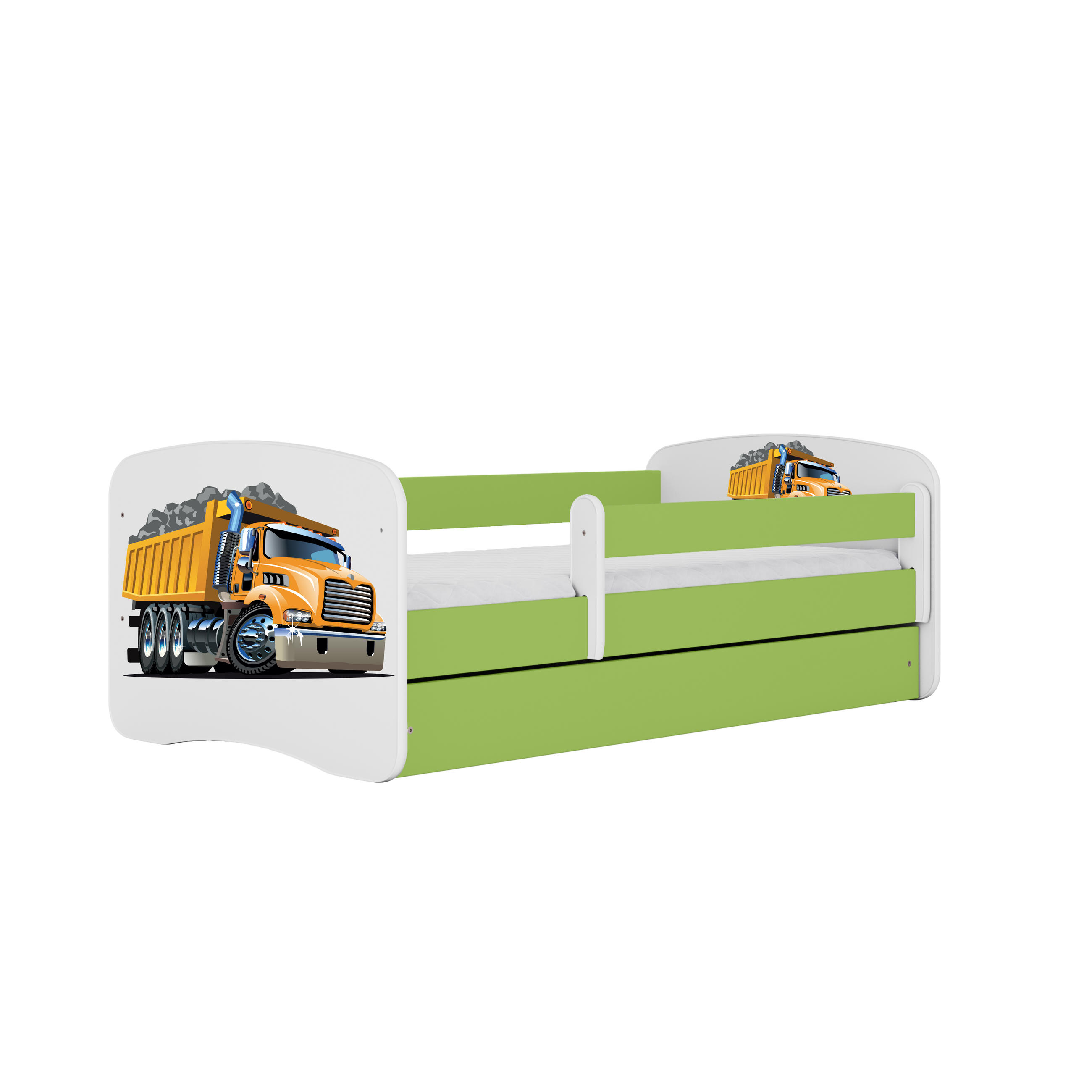 KINDERBETT Lastwagen mit Schublade 140/70 80/61/144 - Grün, Holzwerkstoff (70/140cm) - RAUMHIRSCH FURNITURE