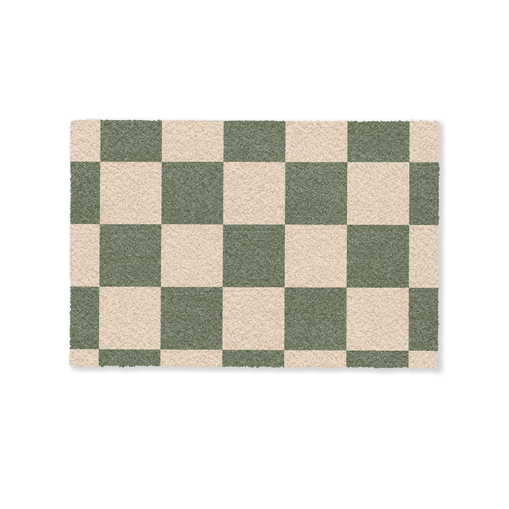 FUSSMATTE Schachbrettmuster - Grün - Beige - Blöcke 60x40 cm - Olivgrün, Kunststoff (60/0.4cm) - MuchoWow