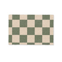 FUSSMATTE Schachbrettmuster - Grün - Beige - Blöcke 60x40 cm - Olivgrün, Kunststoff (60/0.4cm) - MuchoWow