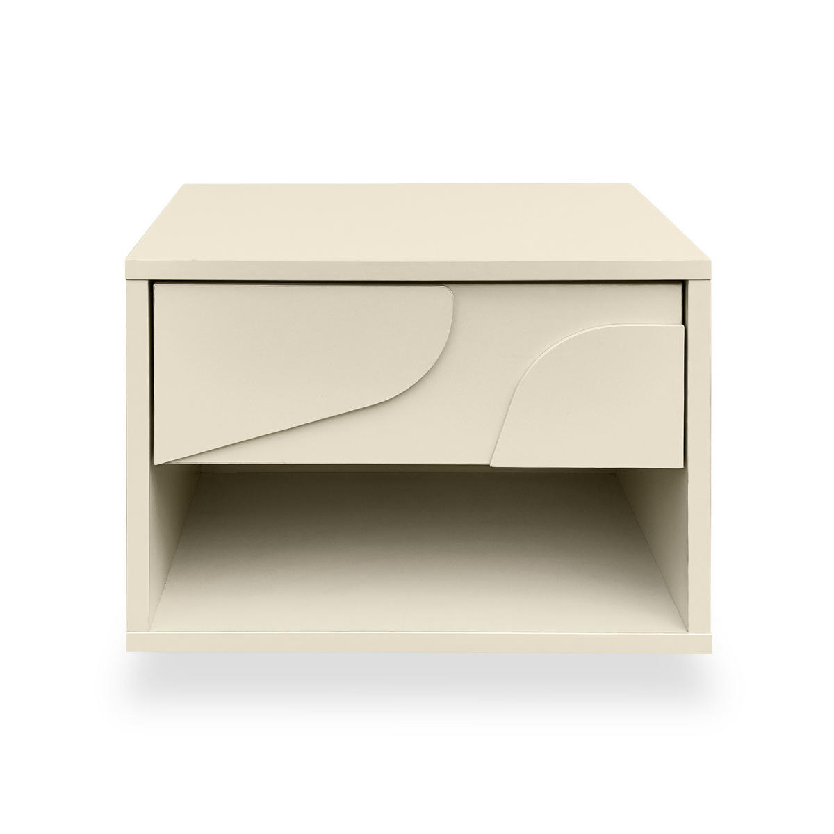 NACHTTISCHE 2er-Set schwebend beige mit je einer Schublade, Melamin-Oberfläche, FLORA - Beige, Holzwerkstoff (40/30/30cm) - Casanoov