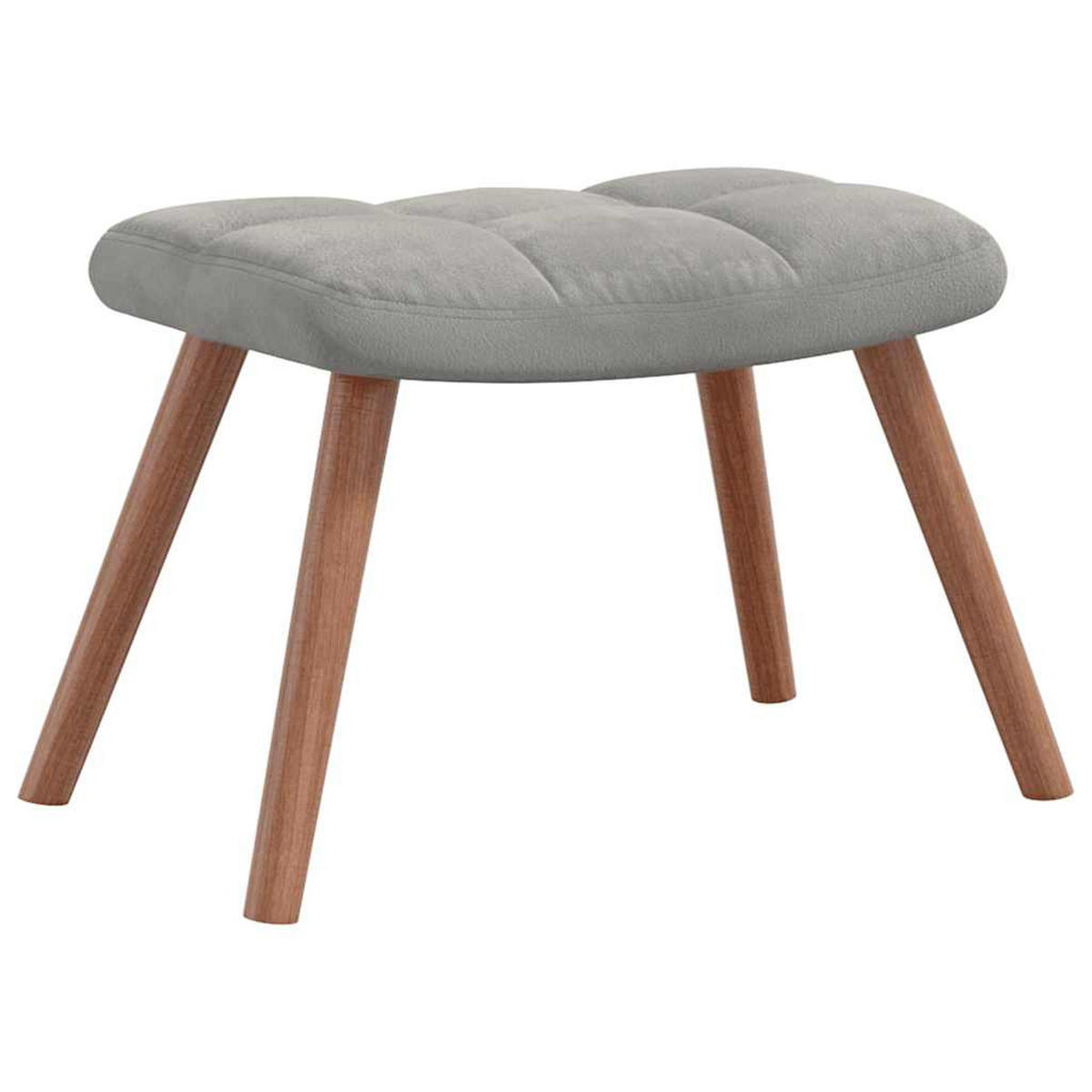 SESSEL mit Hocker, Holzbeine 61,5/69/95,5 cm aus Samt Hellgrau - Hellgrau/Braun, Holz/Textil (61.5/95.5/69cm) - vidaXL