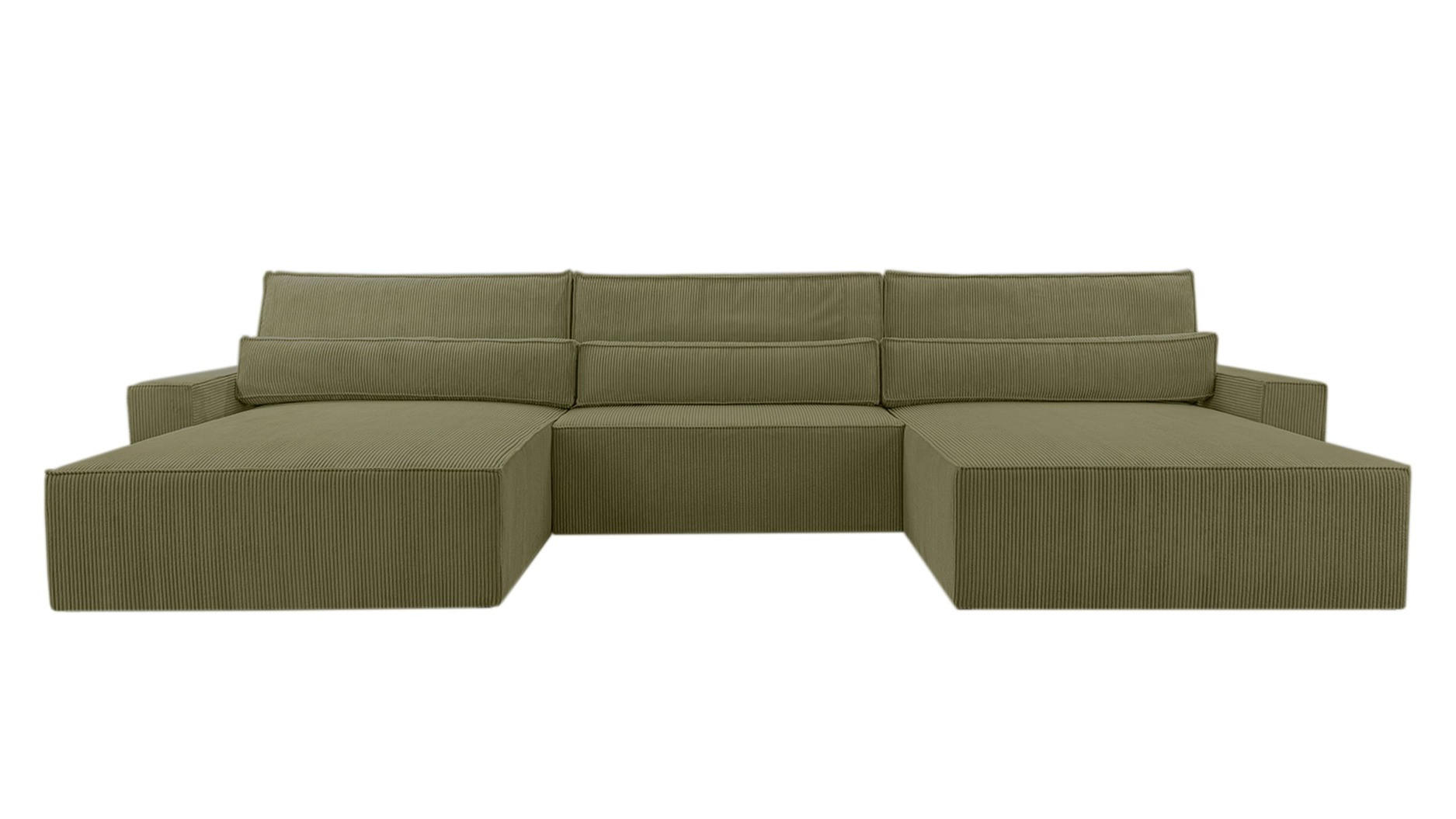 WOHNLANDSCHAFT - Denver U - Oliv - Olivgrün, Holz (410/85/200cm) - Möblo