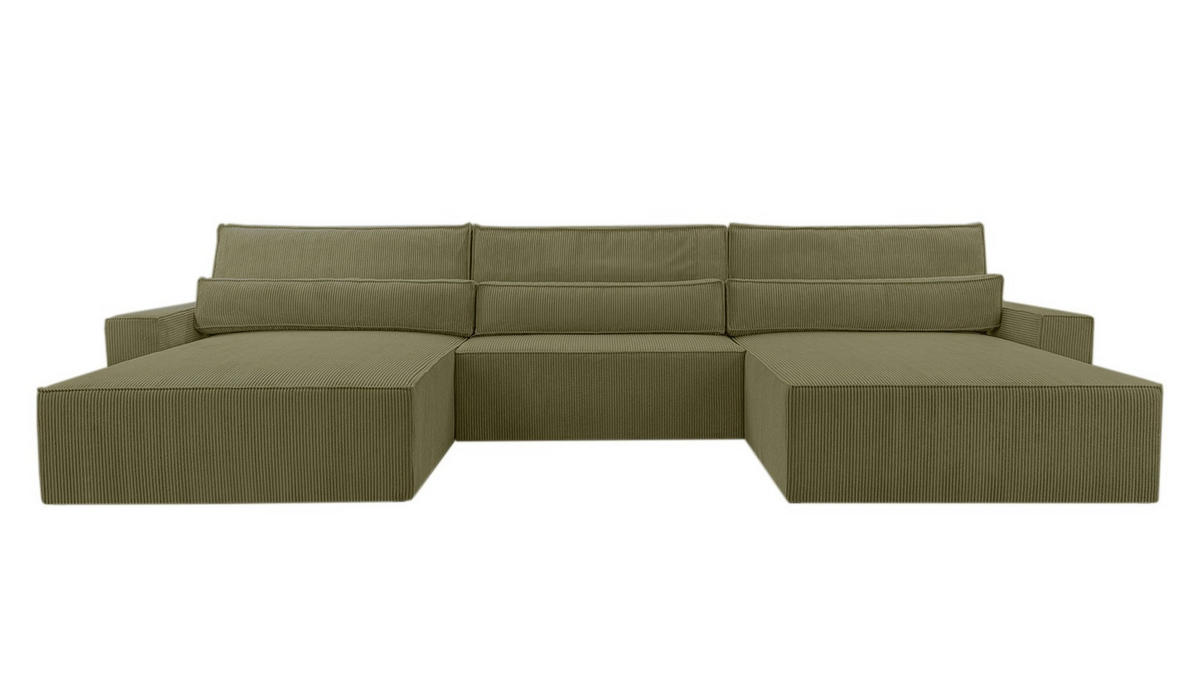 WOHNLANDSCHAFT - Denver U - Oliv - Olivgrün, Holz (410/85/200cm) - Möblo