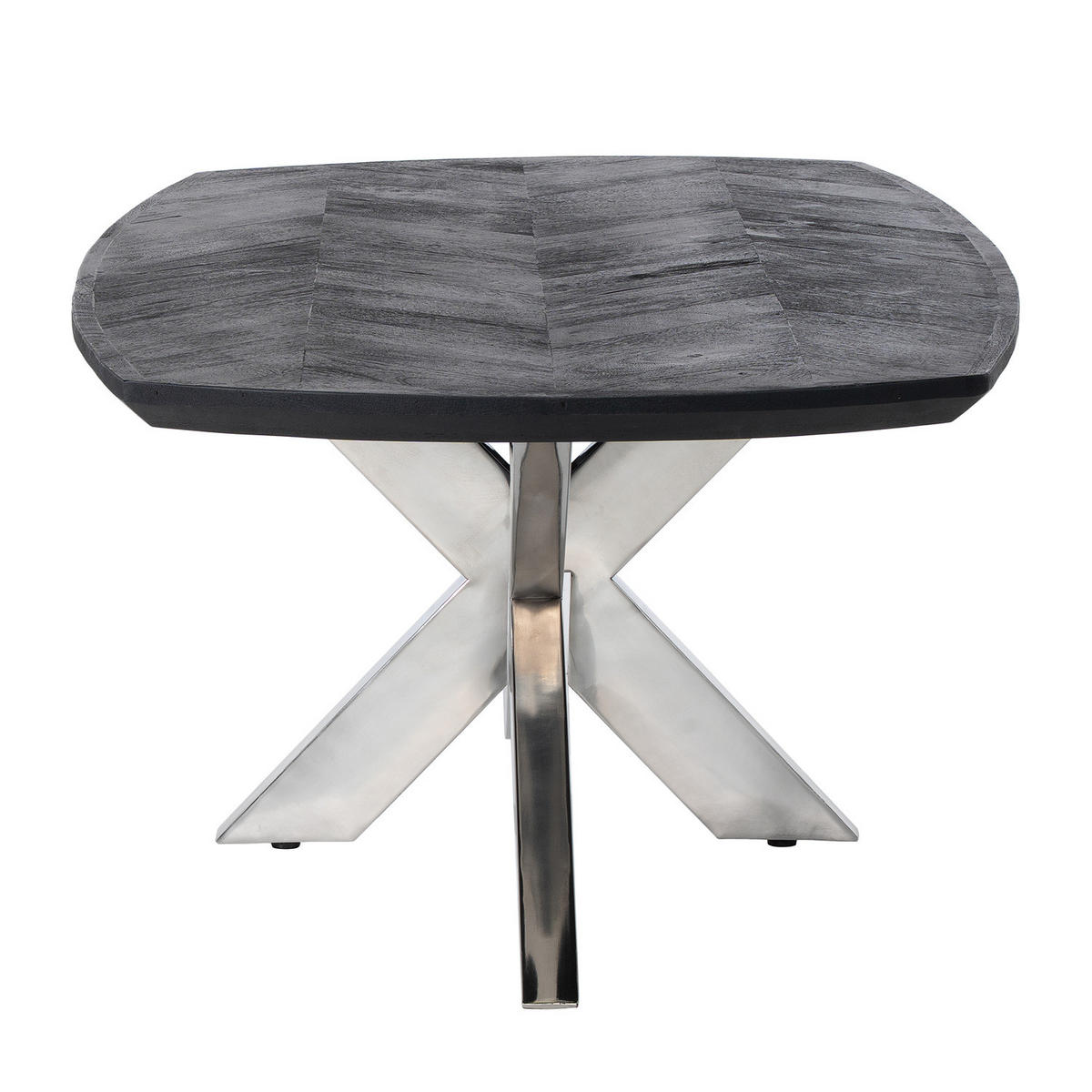 COUCHTISCH - Mango massiv / Metall - Mango Schwarz / Edelstahl - Schwarz, Holz/Metall (70/130/45cm) - home24