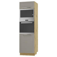 BACKOFEN-HOCHSCHRANK Kvantum D14/RU/60/207 Beige Matt / Eiche Artisan Matt 60 / 59 / 207cm - Beige/Eiche Artisan, Holz/Holzwerkstoff (60/207/59cm) - Feldmann-Wohnen