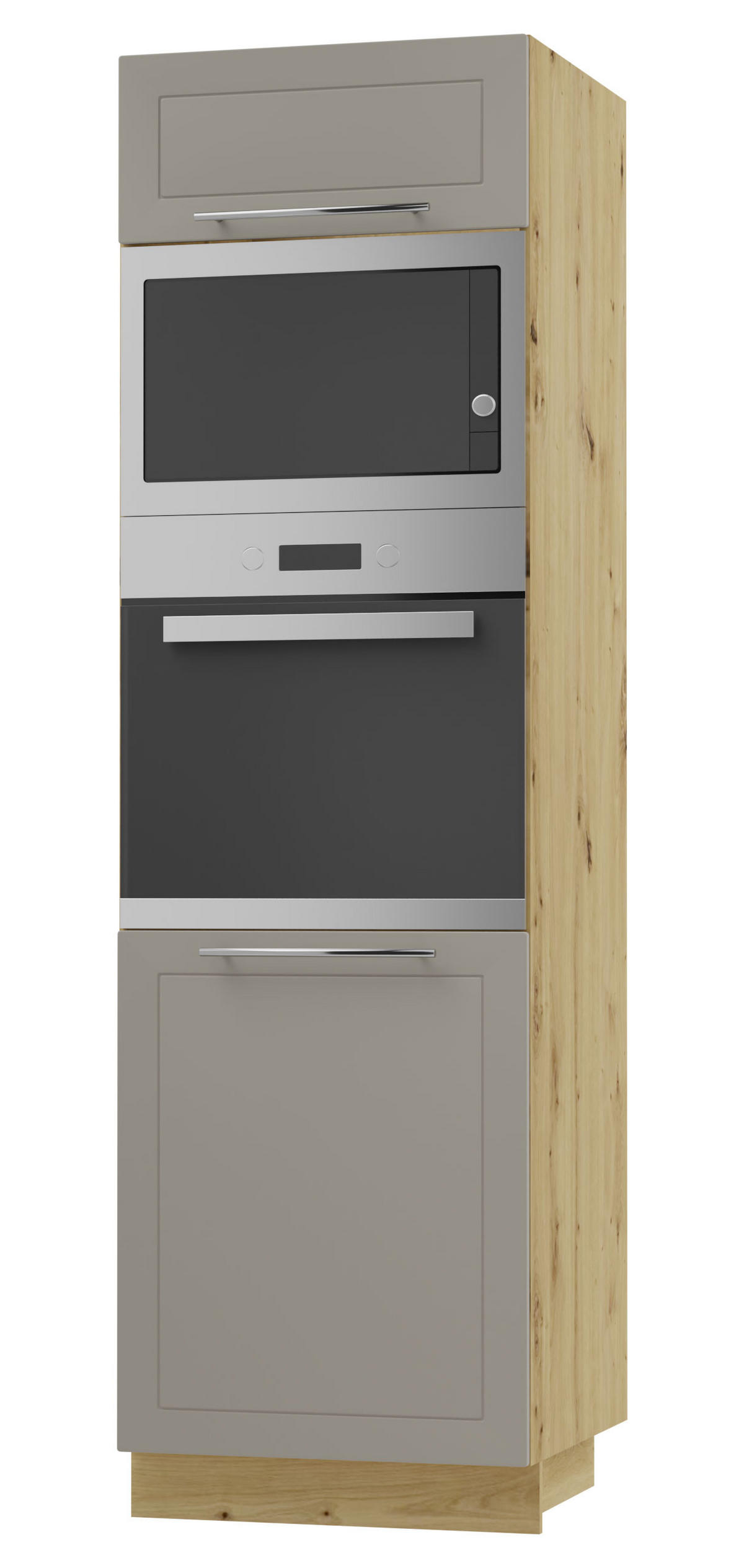 BACKOFEN-HOCHSCHRANK Kvantum D14/RU/60/207 Beige Matt / Eiche Artisan Matt 60 / 59 / 207cm - Beige/Eiche Artisan, Holz/Holzwerkstoff (60/207/59cm) - Feldmann-Wohnen