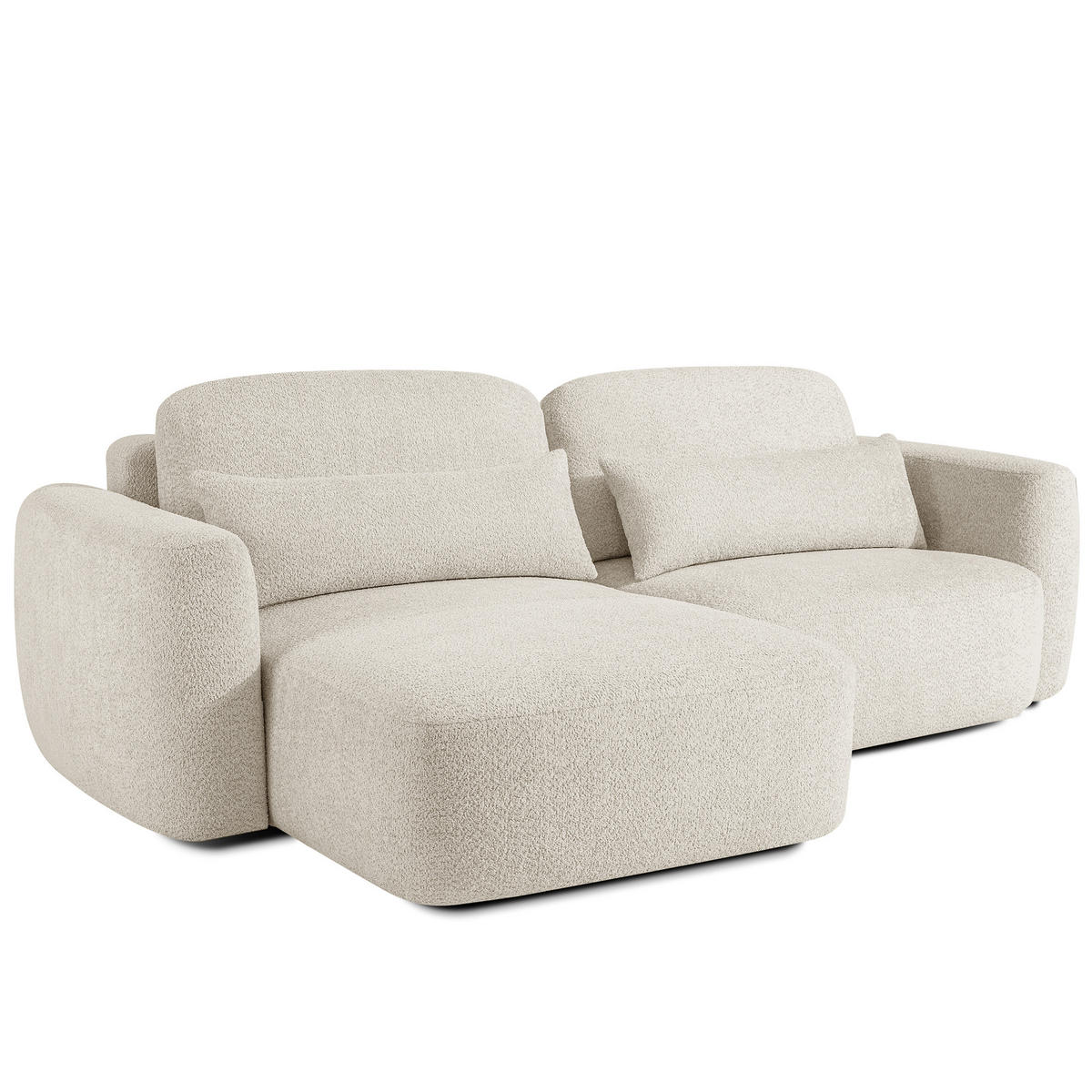 ECKSOFA links ELOSA - Weiß, Holz/Textil (245/165cm) - KONSIMO®