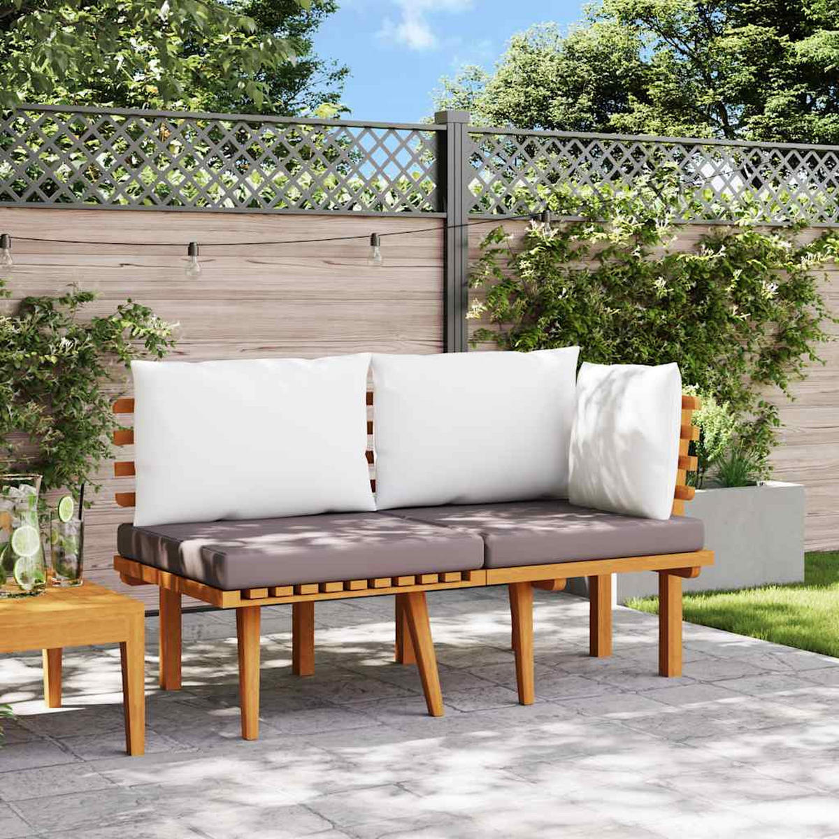 GARTEN-LOUNGE-SET 2Er Set Mit Kissen Massivholz Akazie - Dunkelgrau, Holz/Textil - vidaXL