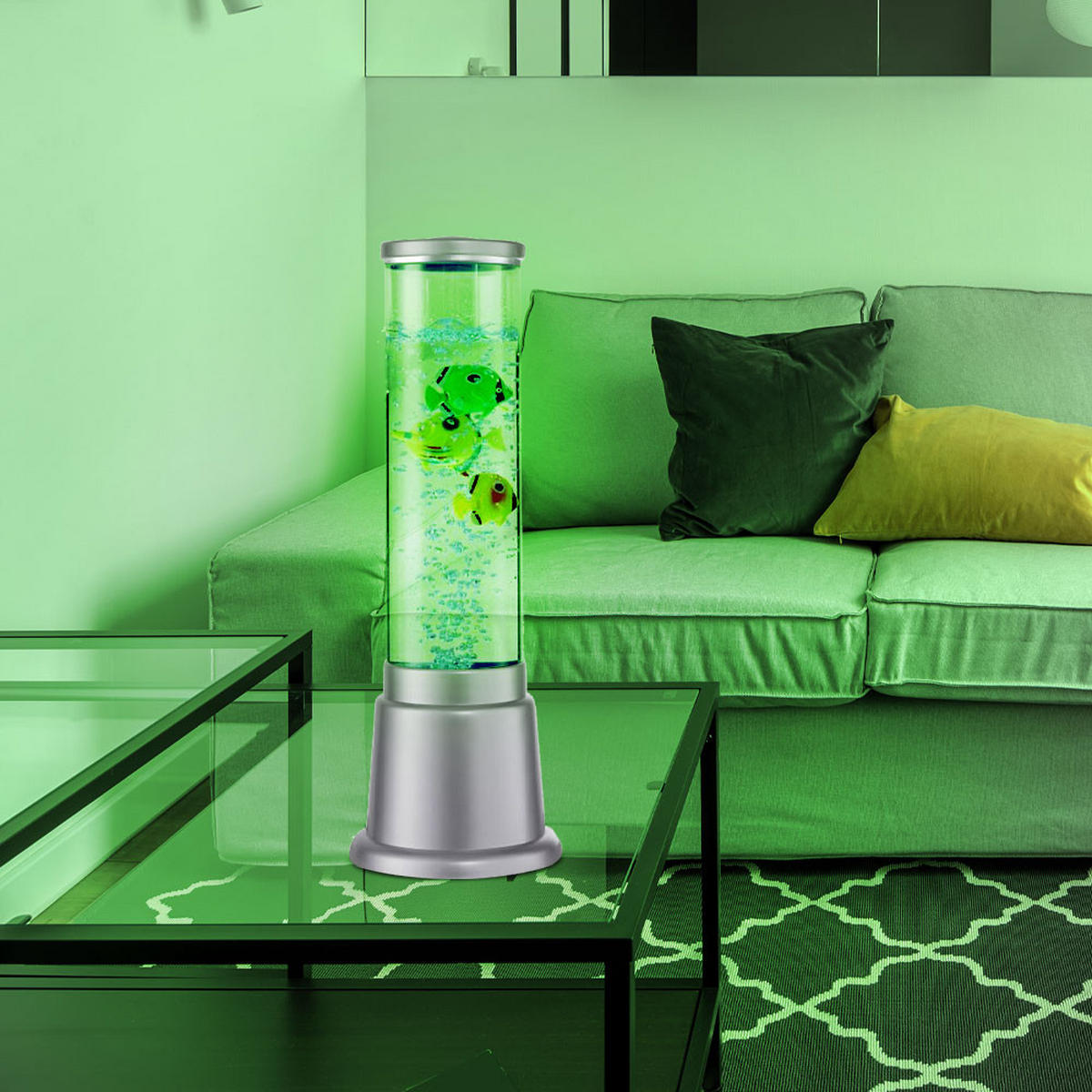 LED DEKOLEUCHTE Wassersäule mit Farbwechsel Blau - Silberfarben, Kunststoff (12.5/12.5/36cm) - Globo Lighting