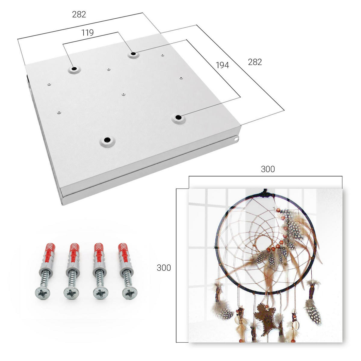 SCHLÜSSELBOX Weiß 30x30 cm – Türöffnung nach rechts - Uralter Talisman - Braun, Metall (30/30/5cm) - TULUP