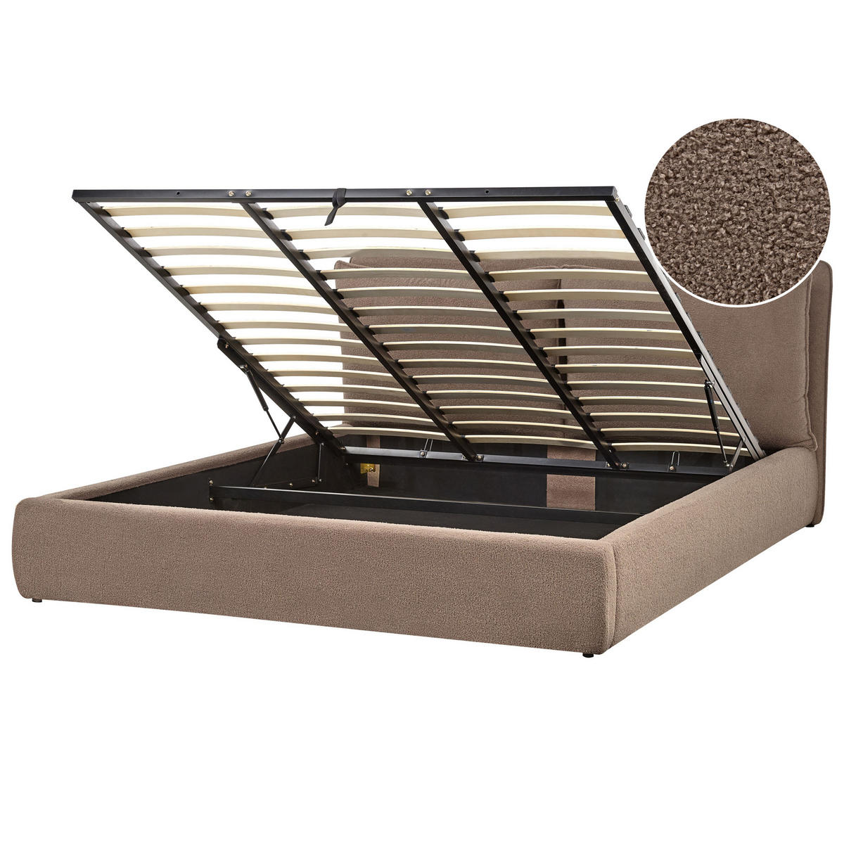 BETT mit Stauraum 180x200 cm Beige Bajonna - Taupe, Textil (180/200cm) - Beliani
