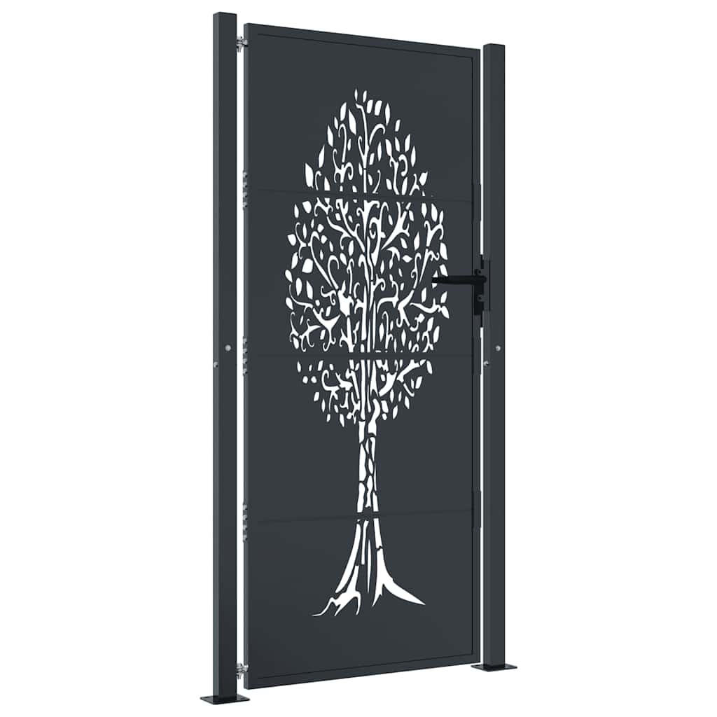 GARTENTOR im Baum-Design, 110/180 cm, aus Stahl, in Anthrazit, modern - Grau, Metall (175/180cm) - vidaXL