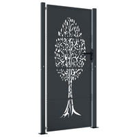 GARTENTOR im Baum-Design, 110/180 cm, aus Stahl, in Anthrazit, modern - Grau, Metall (175/180cm) - vidaXL