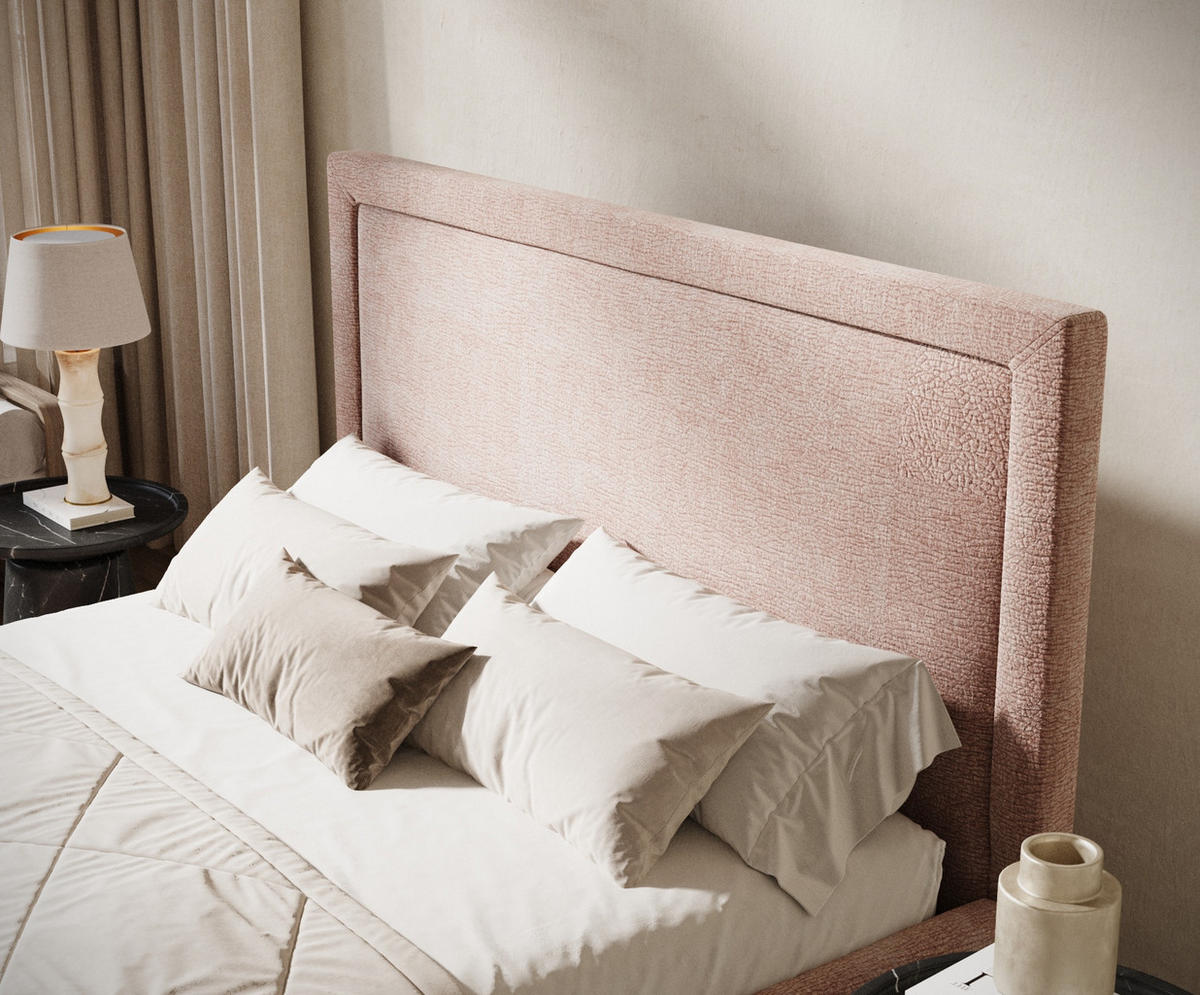 POLSTERBETT Ordina Rosa 120/200 cm im Chenille-Stoff - Pink/Schwarz, Holz/Holzwerkstoff (120/200cm) - Maison de Reve