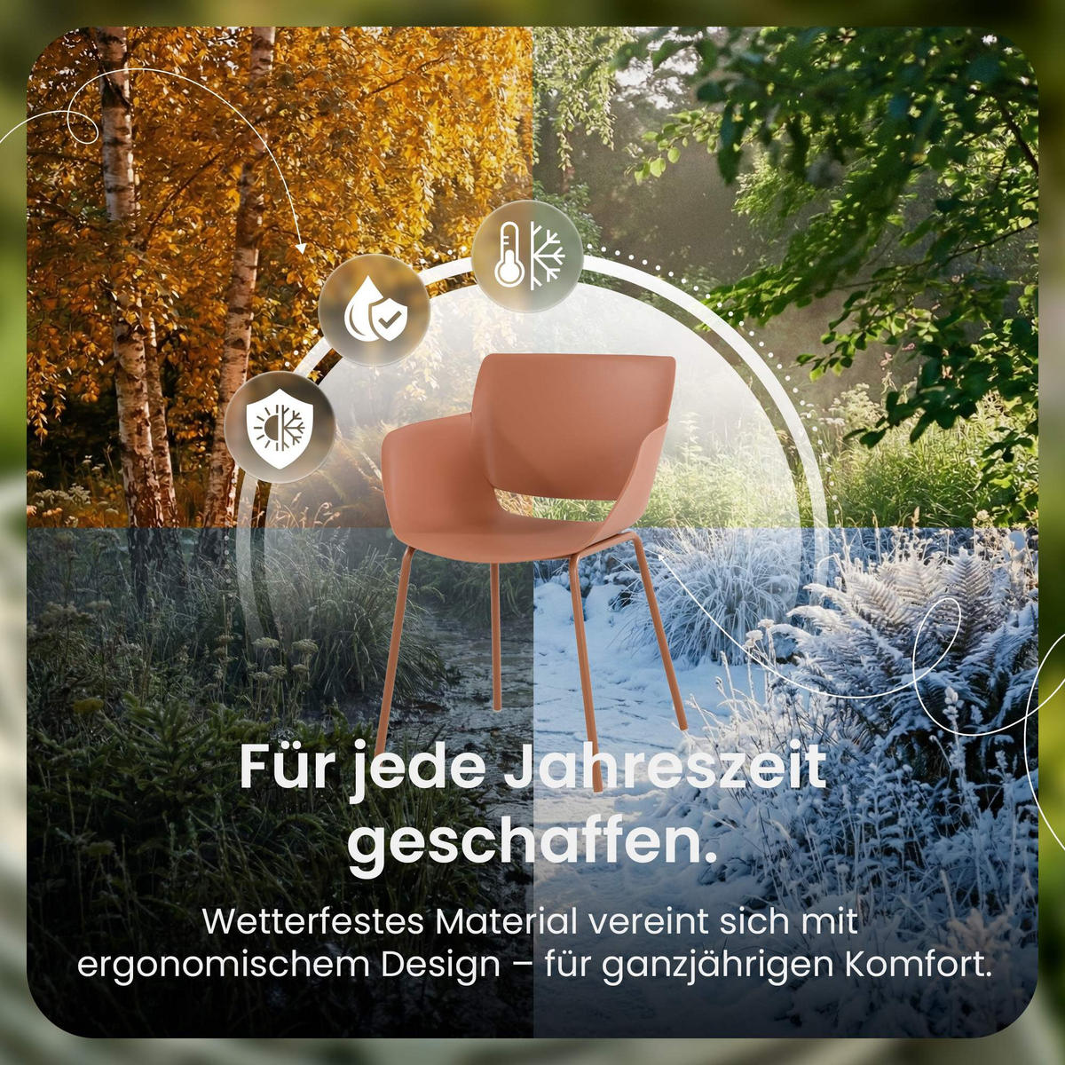 STUHL Kunststoff Terracotta - Dunkelorange, Kunststoff/Metall (58/80/54cm) - CLP