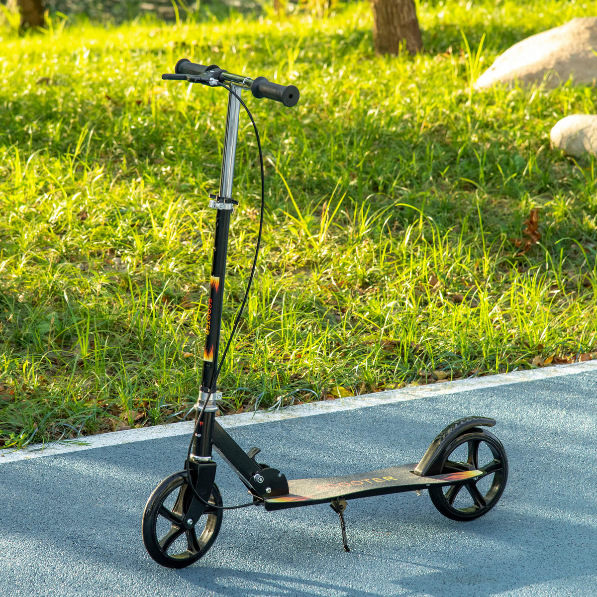 KINDERSCOOTER DE-16941 klappbar mit Doppelbremse Schwarz - Schwarz, Metall (86/35/103cm) - ComfortXL