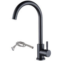 BADEZIMMERARMATUR, großer gebogener Warm- und Kaltwasserschlauch, 32.5cm hoch, schwarz. - Schwarz, Metall (41/7/24cm) - Vallsero