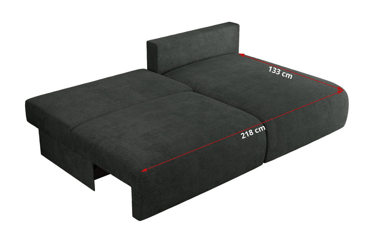 ECKSCHLAFSOFA VIVO L Dunkelgrau Struktur - links - Dunkelgrau/Schwarz, Kunststoff/Textil (223/150cm) - MKS