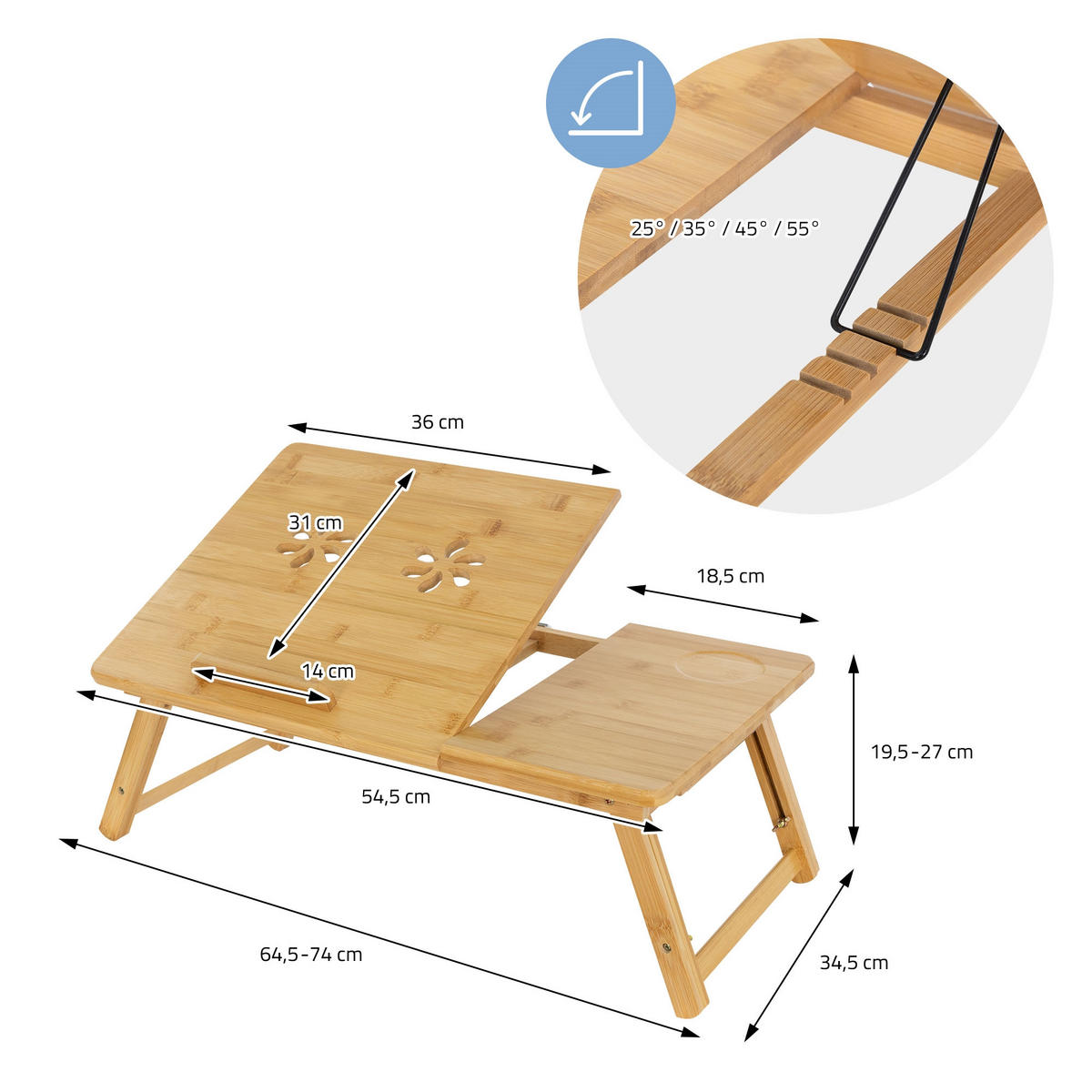 LAPTOPTISCH - Naturfarben, Holz (74/34.5/26.5cm) - ML-DESIGN