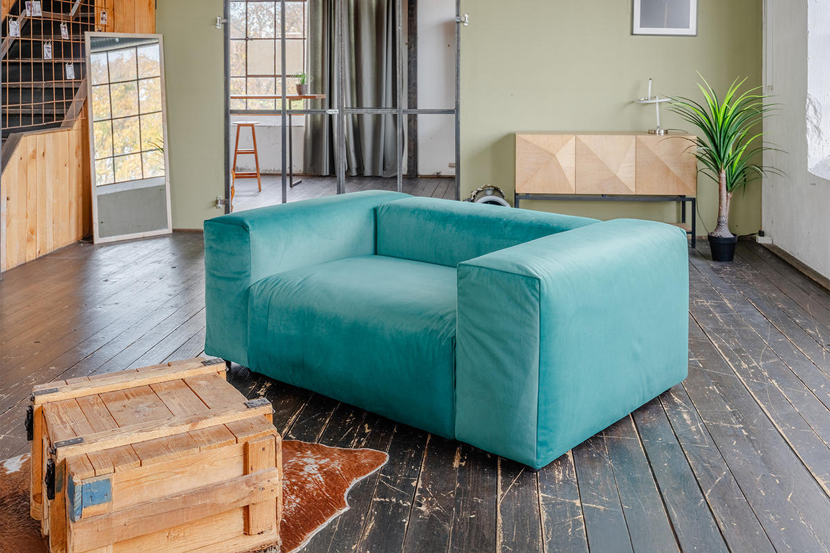 SESSEL MIA Grün Velvet - Schwarz/Grün, Kunststoff/Textil (192/72/120cm) - KAWOLA