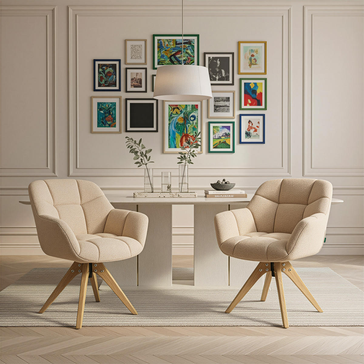 DREHSTUHL Mika-Nele - Honigeiche/Beige, Eichenholz/Holz (65/81/66cm) - DUBI Möbel