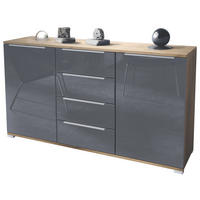 SIDEBOARD Linio Grau Hochglanz - Grau, Holzwerkstoff (138.5/75.5/35cm) - Vladon