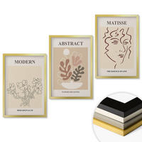 WANDBILDER 3er Set - 40x60 cm Goldrahmen - Moderne Pflanzenlinien - Goldfarben, Kunststoff (40/60cm) - ArtPrintCave