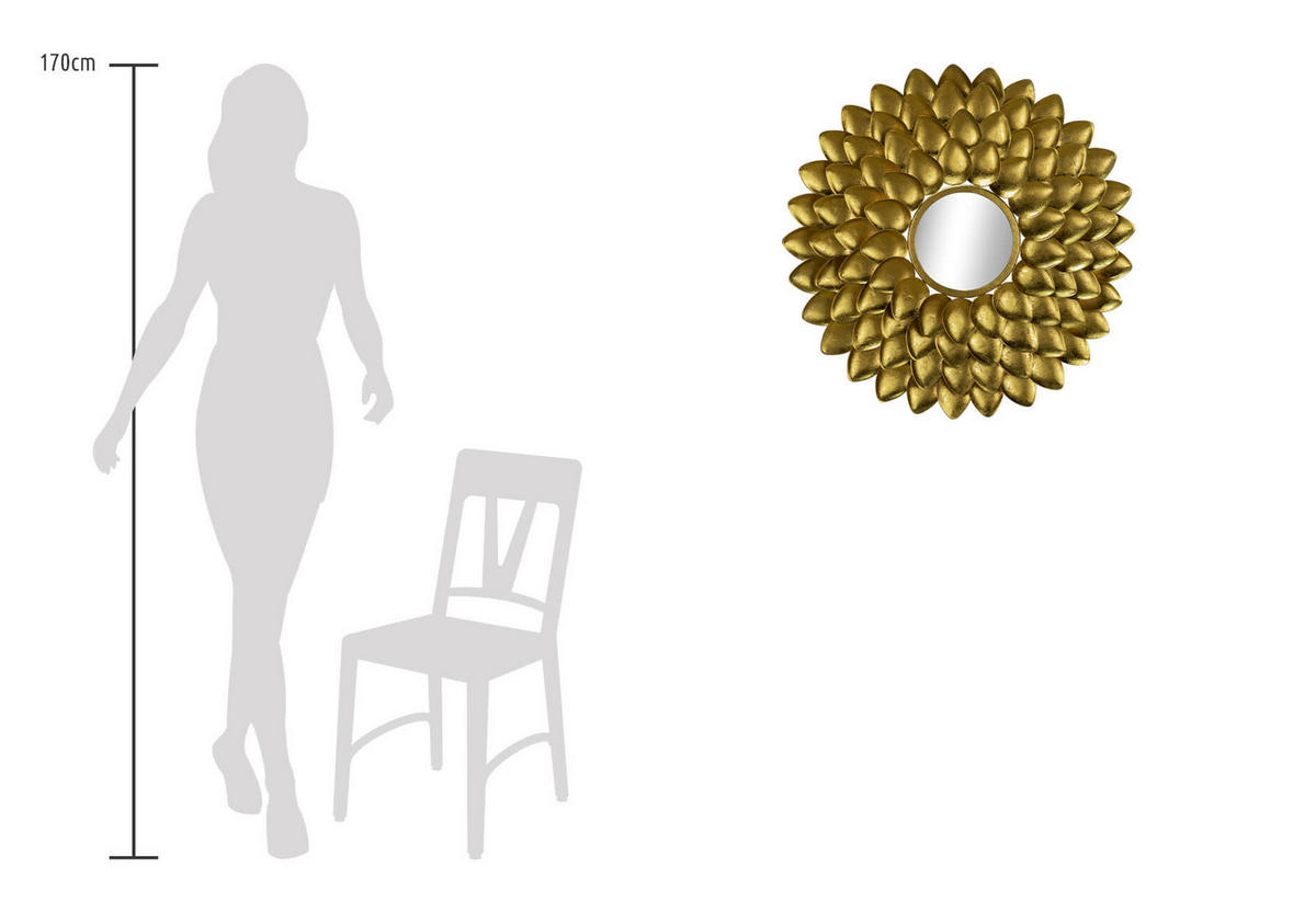 WANDSPIEGEL Gold 74,5/75 cm - Goldfarben, Metall (5.21/75/4cm) - KUNSTLOFT