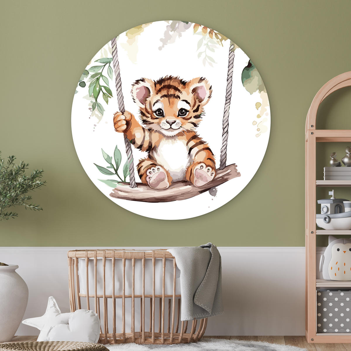 WANDBILD Tiger - Tier - Kinder - Dschungel Room Decor 140x140 cm - Dunkelorange, Kunststoff (140/140cm) - MuchoWow