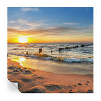 FOTOTAPETE 250x250 cm - Sonnenuntergang am Strand - Gelb, Textil (250/250cm) - Wallfluent