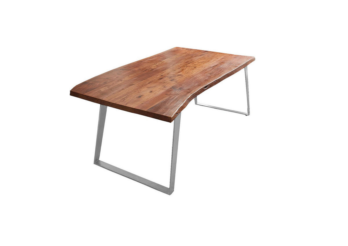 ESSTISCH HAVANNA - Silberfarben/Braun, Holz/Metall (80/140/77cm) - SAM
