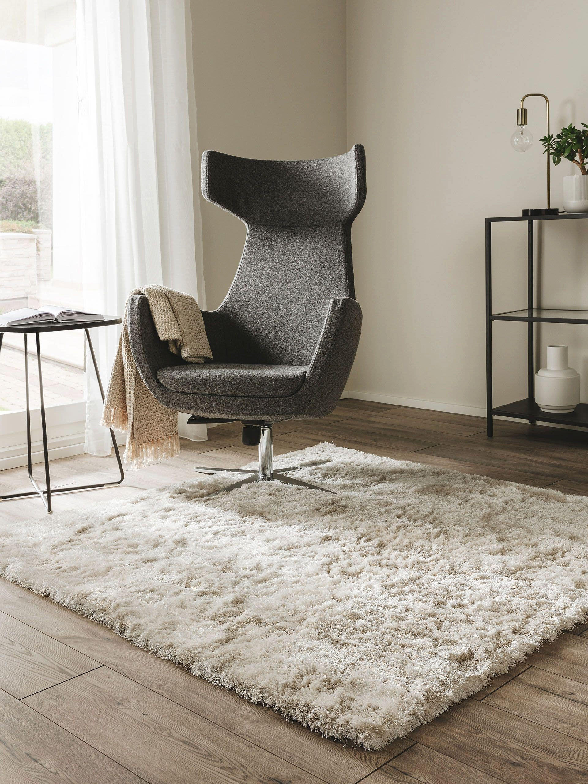 HOCHFLORTEPPICH Whisper Beige 150x150 cm - Beige, Textil (150/150cm) - benuta Nest