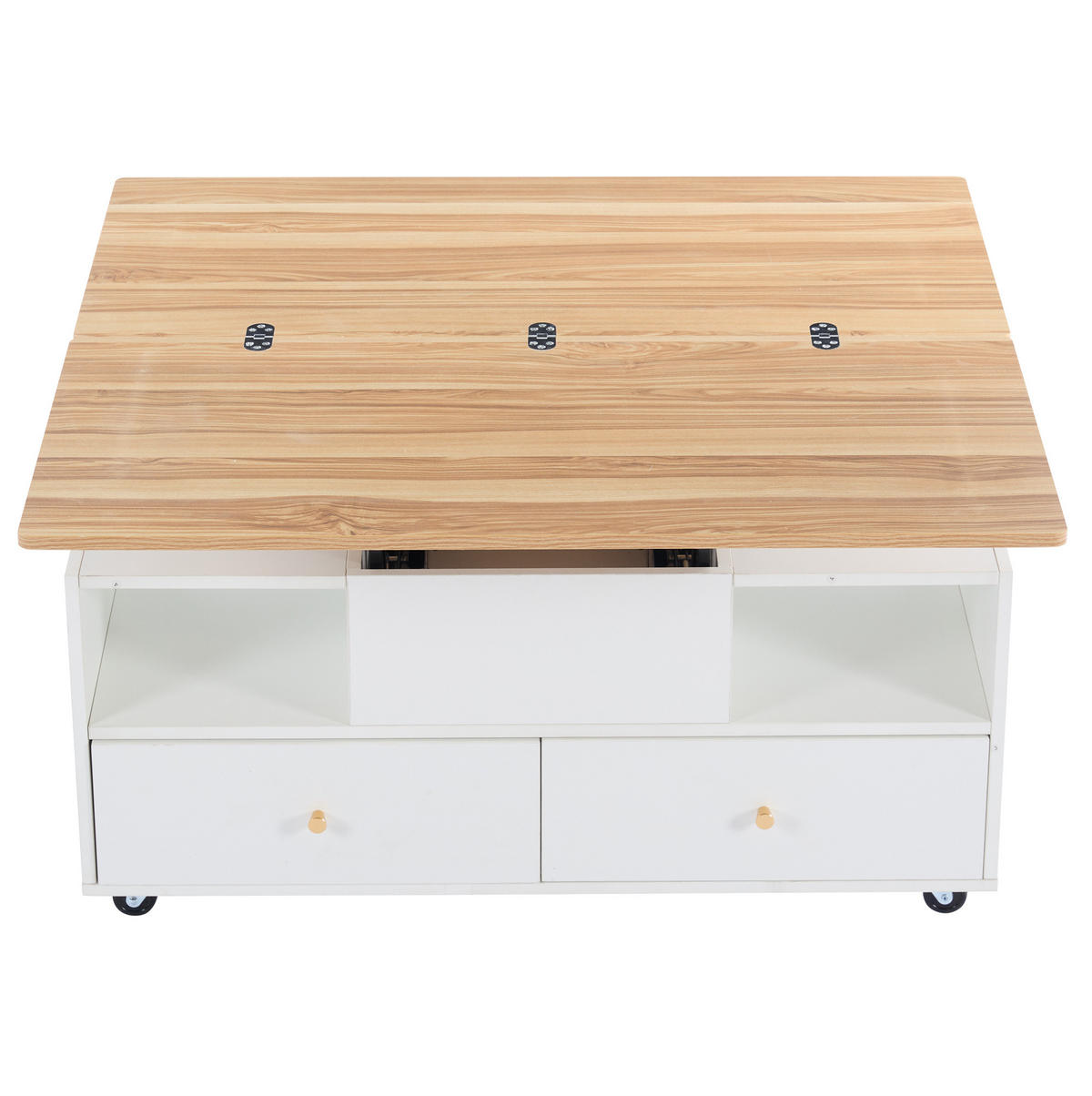 COUCHTISCH höhenverstellbar mit 4 Schubladen 100 x 50 cm MDF Holzfarbe Weiß - Braun, Wellpappe (100/50/47.5cm) - Meubliv