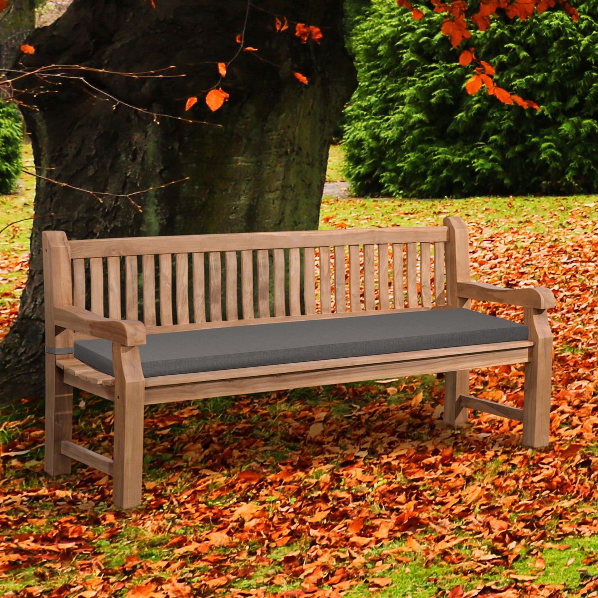 GARTENBANK Teakbank Dabel Holz Dunkelgrau Holzbank 200cm - Dunkelgrau, Holz (200/93/61cm) - DELUKE