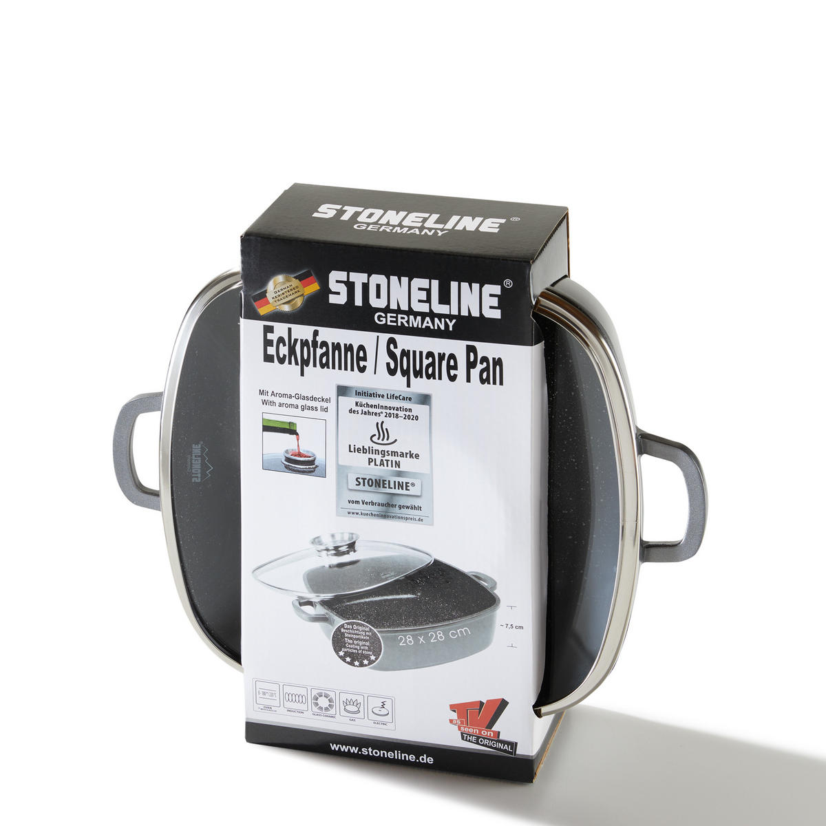 ECKPFANNE - Grau, Metall (28/28/7.5cm) - Stoneline