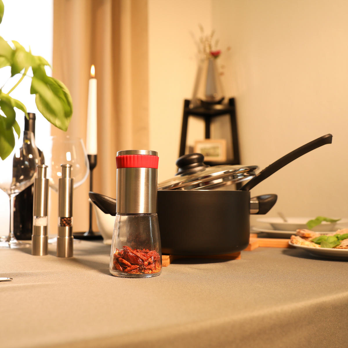 CHILIMÜHLE - Multicolor, Glas/Kunststoff (6.5/16/6.5cm) - Relaxdays