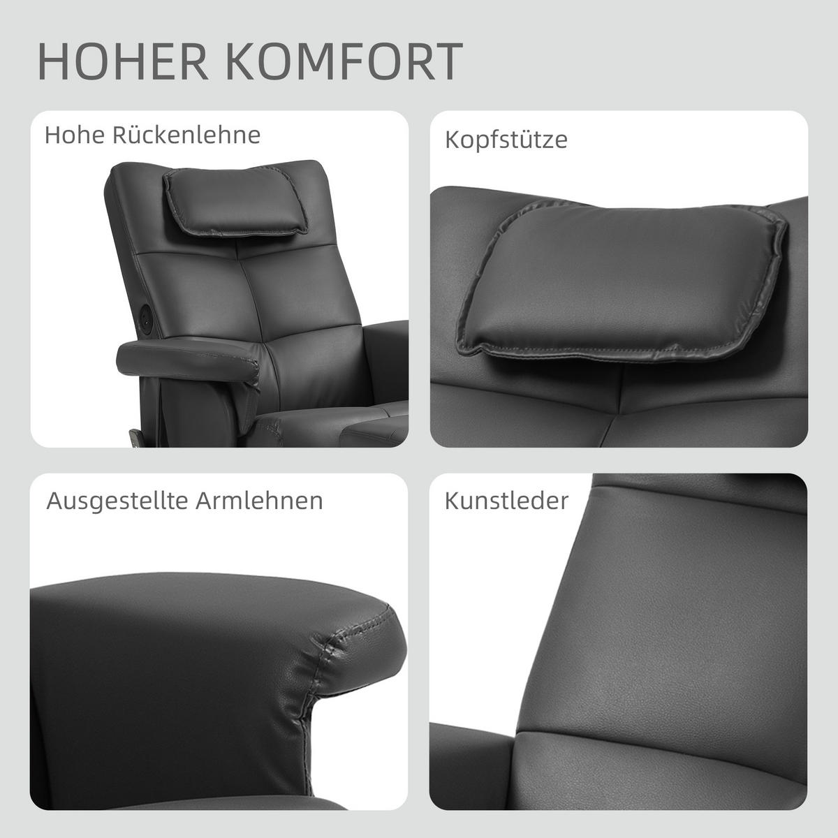 RELAXSESSEL, Kunstleder 78 x 86 x 93cm Schwarz - Schwarz, Leder (78/93/86cm) - HOMCOM