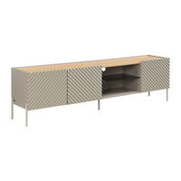 TV-BOARD - 200 cm x 40 cm - Glas, Holz, Platte - Beige, Naturfarben Hell - TASIBA - Beige/Naturfarben, Glas/Holz (200/57/40cm) - Vente-Unique