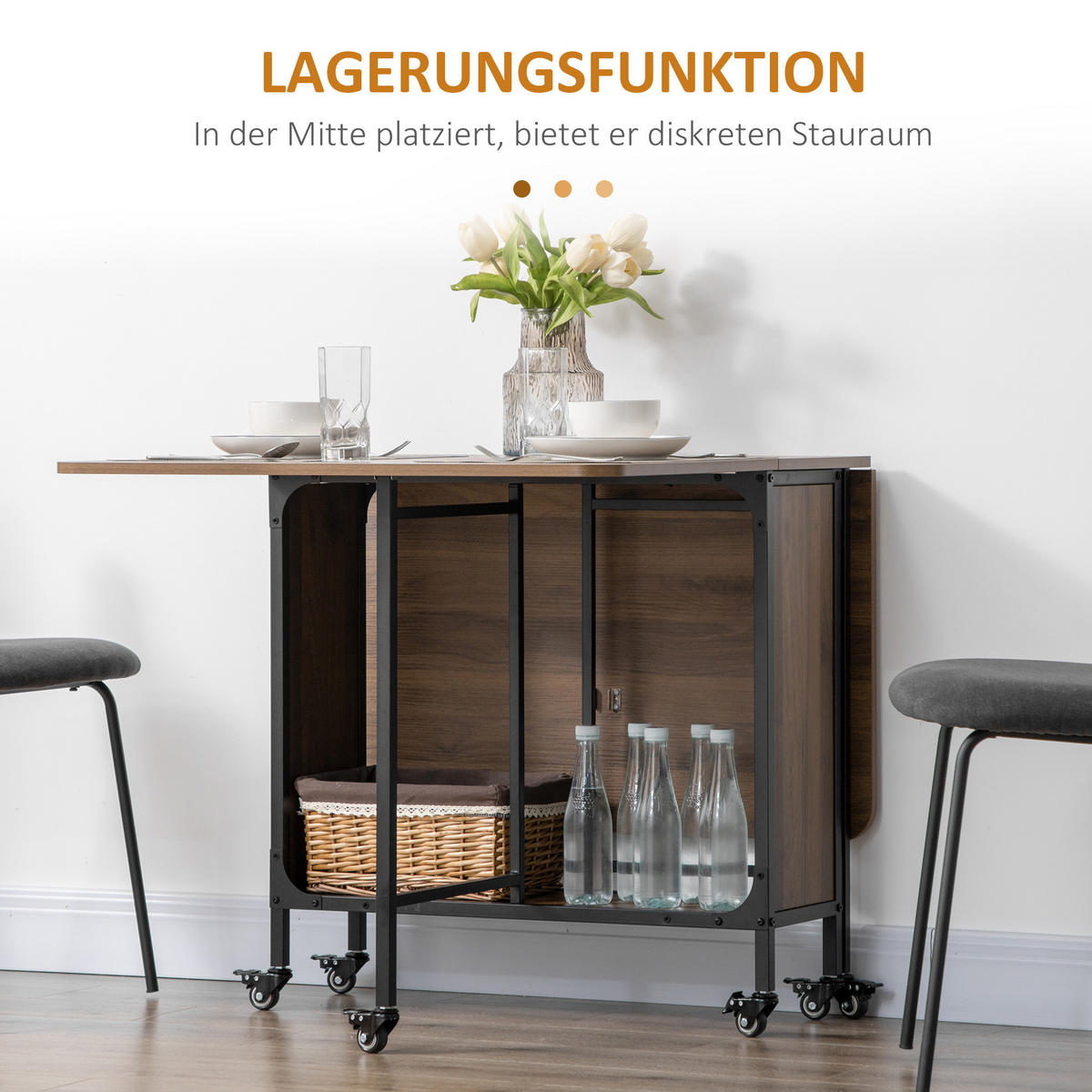 ESSTISCH klappbar, Spanplatte, Braun - Braun, Kunststoff (130/80/74cm) - HOMCOM