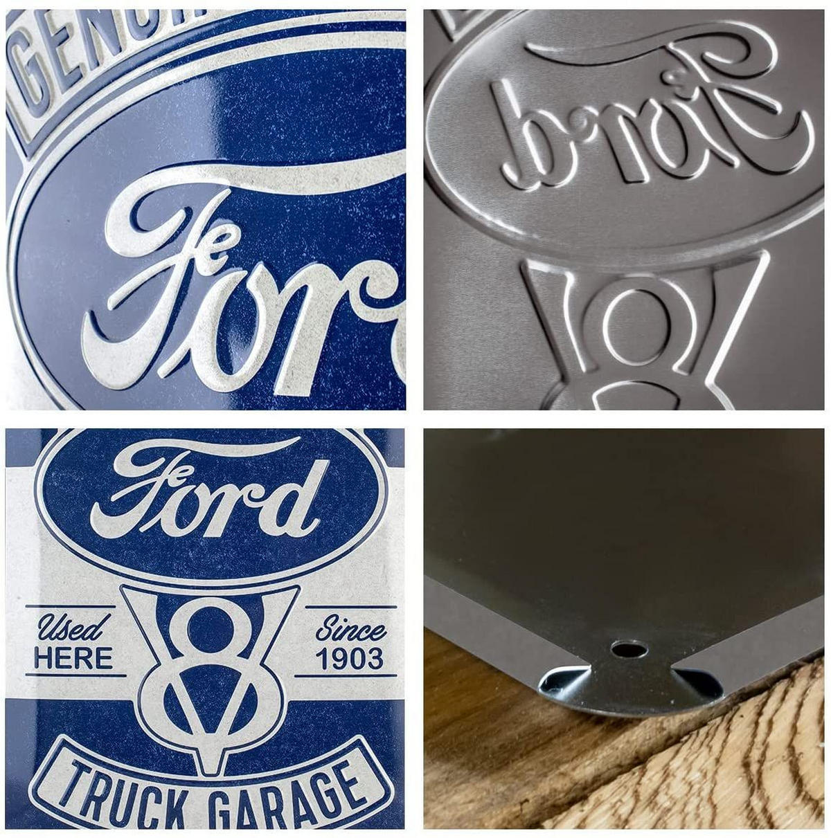 BLECHSCHILD 30/40 cm Ford V8 Truck Garage - Multicolor, Metall (30/40/0.2cm) - Nostalgic-Art