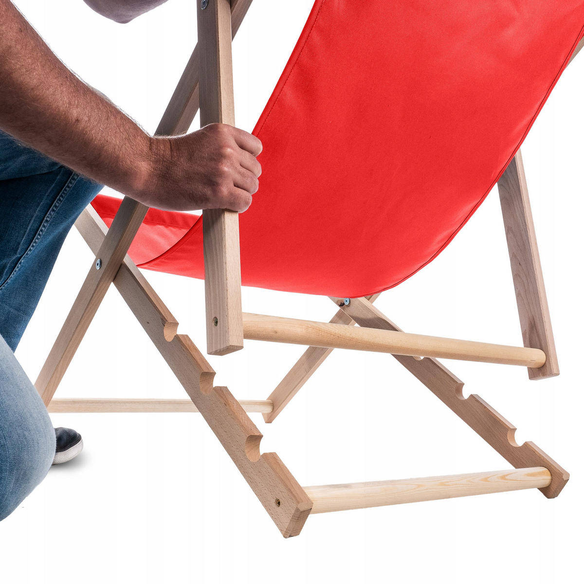 HOLZLIEGESTUHL 80 x 63 cm, Rot - Rot, Holz (53/78cm) - KADAX
