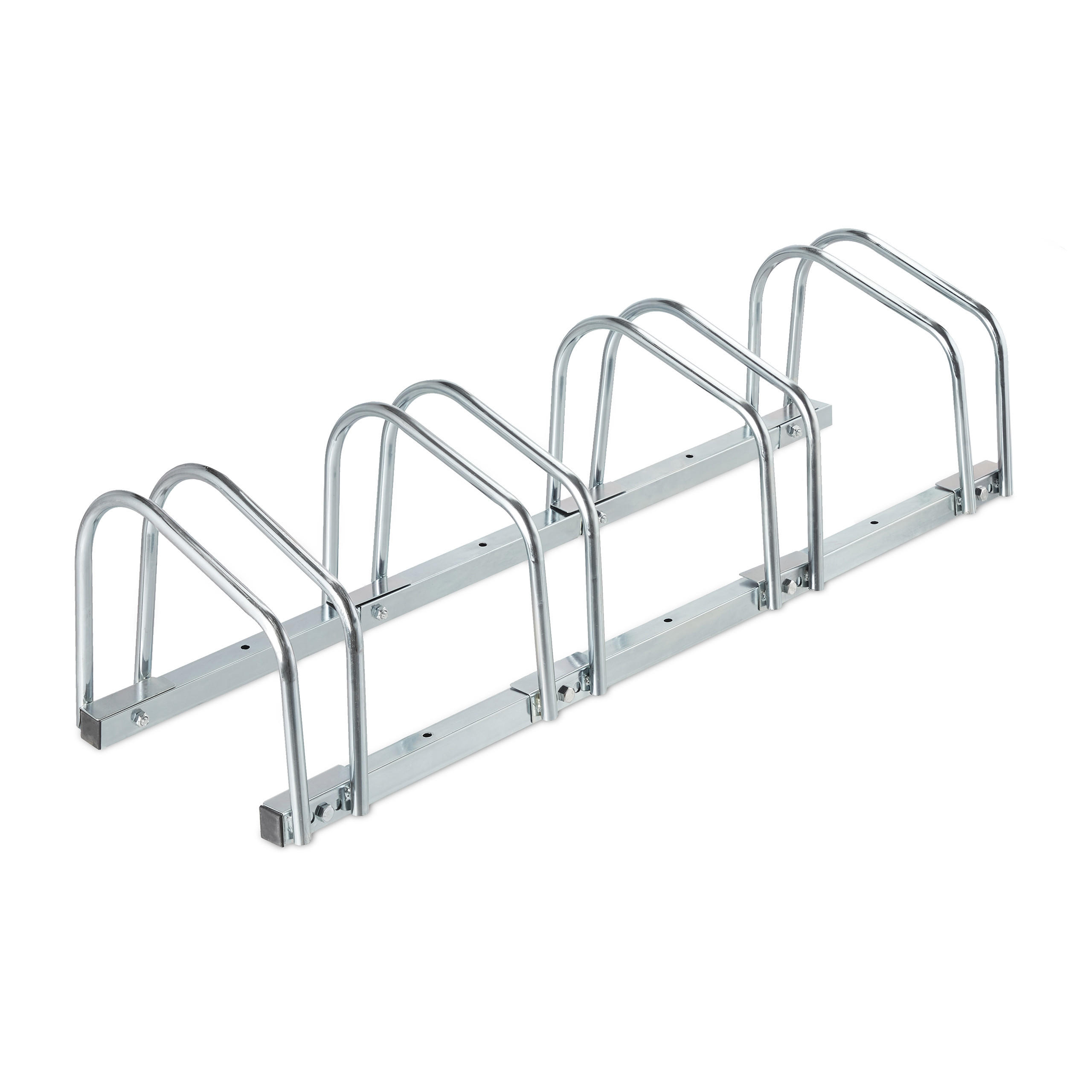 FAHRRADSTÄNDER Silber für 4 Fahrräder verzinkter Stahl - Silberfarben, Metall (100/27/33cm) - Relaxdays