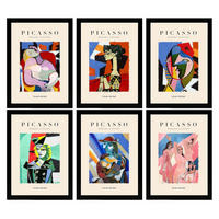 POSTER Set Mit 6 Illustrationen Von Pablo Picasso Körper A3 Schwarzer Rahmen - Schwarz, Papier (29/3cm) - Nacnic
