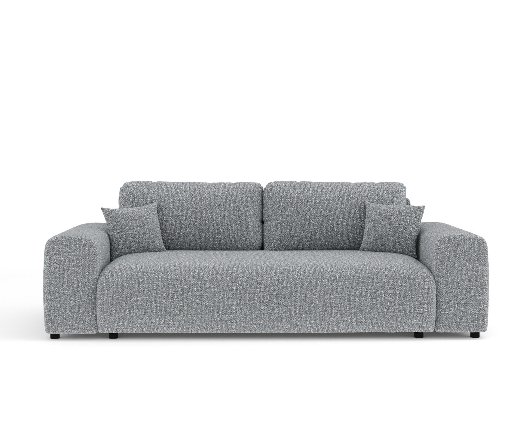 3-SITZER-SOFA Zanzibar Grau Plüschstoff - Schwarz/Grau, Holz/Holzwerkstoff (213/79/108cm) - Maison de Reve