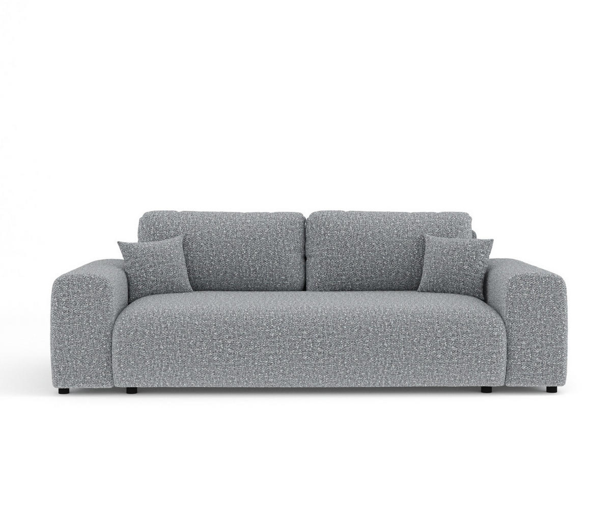 3-SITZER-SOFA Zanzibar Grau Plüschstoff - Schwarz/Grau, Holz/Holzwerkstoff (213/79/108cm) - Maison de Reve