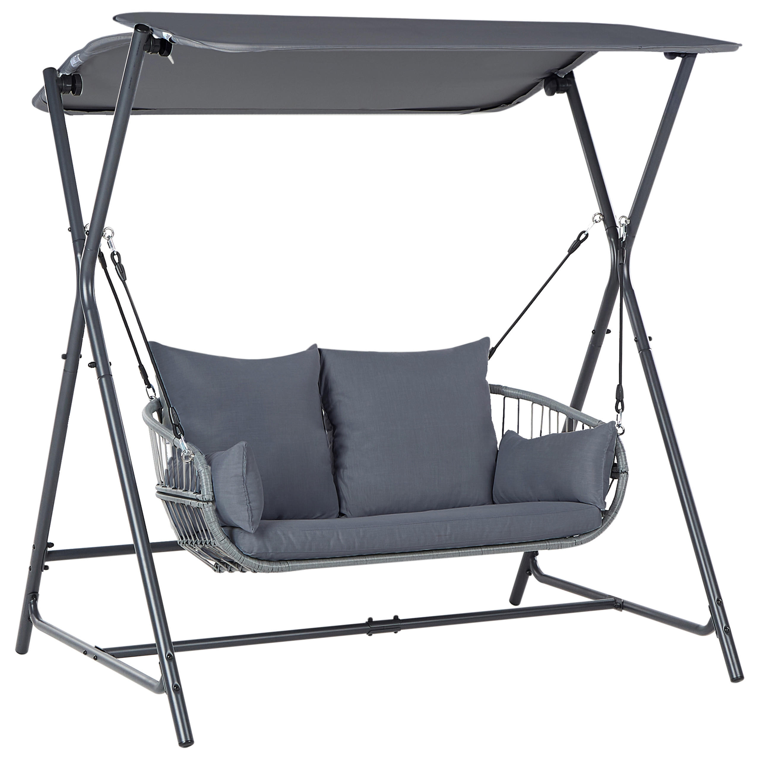 HOLLYWOODSCHAUKEL Grau Fiastra - Grau, Metall (170/202/140cm) - Beliani